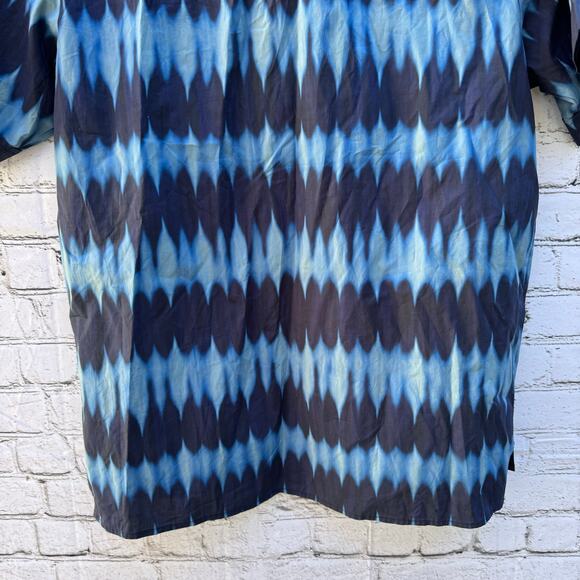 A.P.C. Shirt Ross Tie Dye Button Up Short Sleeve Cotton Blue Medium Classic - Picture 6 of 8